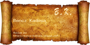 Bencz Kadosa névjegykártya